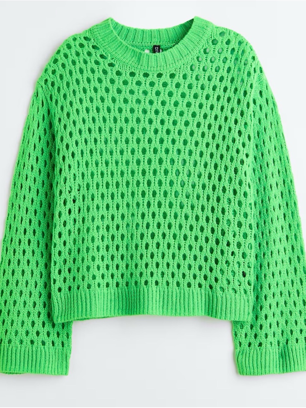 H&M Neon Green Open-Knit Crewneck Sweater